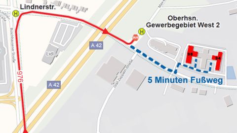 Anfahrt mit ÖPNV zum Dienstgebäude Lindnerstraße 94 / 98