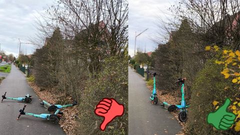 EScooter auf dem Weg geparkt - richtig und falsch